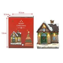 Ochine Christmas Village Light Up House Resin Christmas Scene Village Houses Town Winter Snow Village With LED Light Battery Operate Christmas Ornament Xmas Gift Holiday Tabletop Decorations -Department 56 Shop 41L9dU4gWJL