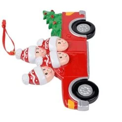 Personalized Family Christmas Ornament 2022 Family Of 4 Carrying Christmas Tree Home Red Truck Handmade Customized Holiday Decor Gift With Handwritten Names -Department 56 Shop 41LBA8n0n3L