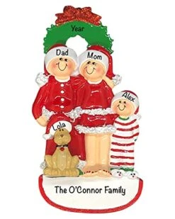 Personalized Dogs First Christmas Ornament 2023 - Cute Decor For Christmas Tree, Bone, Paw, Photo, Frame, Picture For Big Dogs, Puppies, Brindle, Small, Miniature And Beautiful Breeds - Family Of 3