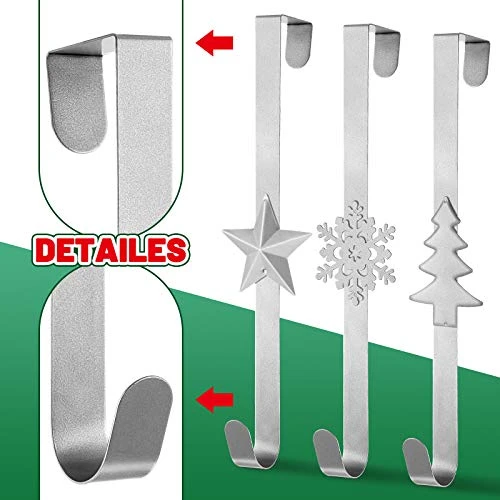 Whaline 3Pccs Christmas Wreath Hanger Over The Door Metal Wreath Hook Star Christmas Tree Snowflake Hook For Xmas Party Decor Door Wall Home Office, Silver, 15in 2 Whaline 3Pccs Christmas Wreath Hanger Over The Door Metal Wreath Hook Star Christmas Tree Snowflake Hook For Xmas Party Decor Door Wall Home Office, Silver, 15in - Image 2
