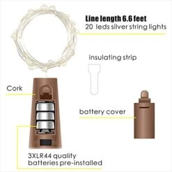 30 Pack Wine Bottle Lights With Cork - Cork Bottle Lights 90 Additional Batteries 6.6 Feet Silver Wire 20 LEDs,Fairy Mini String Lights For Christmas,DIY,Party,Decor,Wedding (Warm White) 9 30 Pack Wine Bottle Lights With Cork - Cork Bottle Lights 90 Additional Batteries 6.6 Feet Silver Wire 20 LEDs,Fairy Mini String Lights For Christmas,DIY,Party,Decor,Wedding (Warm White) -Department 56 Shop 41MHR8pPZ4L
