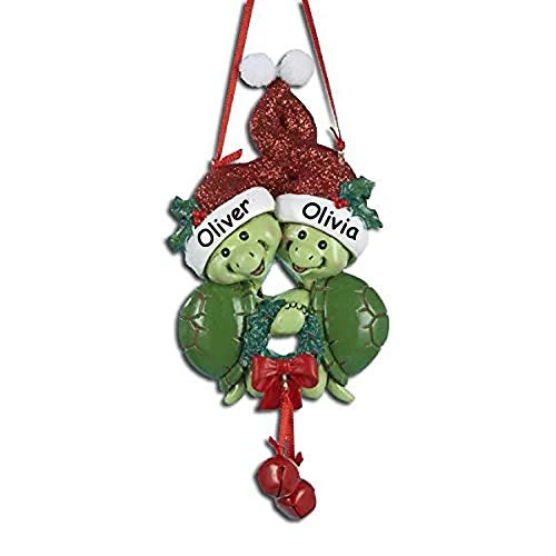 Personalized Plastic Christmas Ornament Turtle Couple In Santa Hat Hanging Christmas Tree Ornament - 5.75 Inches 1 Personalized Plastic Christmas Ornament Turtle Couple In Santa Hat Hanging Christmas Tree Ornament - 5.75 Inches