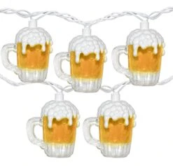 Abeja 3D Beer Mug String Lights St Patrick's Day Decor 8.5 Ft Party Cup Light With 10 Incandescent Bulbs For Bar Cafe Shop Birthday Wedding Party Bedroom Dorm Wreath Summer Club Decorations, White