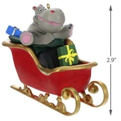 Hallmark Keepsake 1999QGO2167 Ornament 2019 Year Dated Hippo In Sleigh Musical (Plays I Want A Hippopotamus For Christmas Song) -Department 56 Shop 41MhJZOIE1L