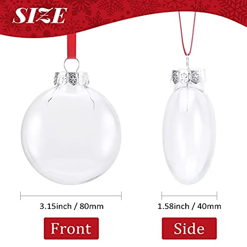Auihiay 10 Pack Christmas Clear Plastic Ornament Discs, 3.15 Inch Fillable Ornament Balls For DIY Craft Projects, Wedding, Birthday, Valentine's Day Party, Home Decorations (80 Mm) 4 Auihiay 10 Pack Christmas Clear Plastic Ornament Discs, 3.15 Inch Fillable Ornament Balls For DIY Craft Projects, Wedding, Birthday, Valentine's Day Party, Home Decorations (80 Mm) - Image 4