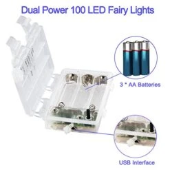 Blingstar Fairy Lights 2 Pack String Lights 33ft 100 LED USB And Battery Operated Christmas Lights Remote Control Timer 8 Modes Firefly Lights Cool White Fairy String Lights For Bedroom Wedding Decor -Department 56 Shop 41MxIxHq1AL