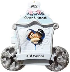 Personalized Wedding Ornaments - Mr Mrs Ornaments 2022 - Vintage Wedding Car Ornament, Our First Christmas Married Ornament 2022, Newlywed Christmas Ornament 2022- Free Customization -Department 56 Shop 41NCbj63 RL. AC