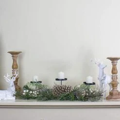 Northlight 24" Long Needle Pine And Berries Christmas Candle Holder -Department 56 Shop 41Nfom3AehL