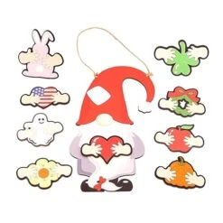 VOSAREA 1 Set Decorative Pendant Hanging Wood Plague Festival Gnomes Ornament Halloween Gnome Door Hanger Hangers To Decorate Front Door Decor Christmas Decor Wall Pendant Home Door Sign