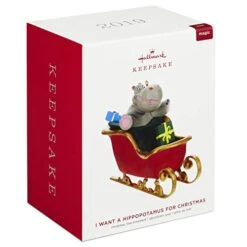 Hallmark Keepsake 1999QGO2167 Ornament 2019 Year Dated Hippo In Sleigh Musical (Plays I Want A Hippopotamus For Christmas Song) -Department 56 Shop 41OKVREa3oL