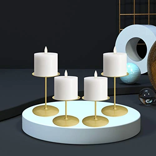 Jiyimi Christmas Candelabras Gold Candle Holders Set Of 4 Round Plate For Tables Fireplace Floor Centerpieces Metal Iron Candlestick For Pillar Candles 3 Jiyimi Christmas Candelabras Gold Candle Holders Set Of 4 Round Plate For Tables Fireplace Floor Centerpieces Metal Iron Candlestick For Pillar Candles - Image 3