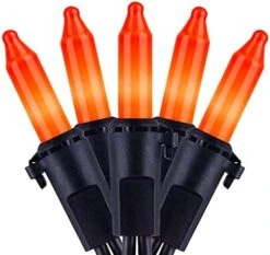 YULETIME Orange String Lights With Black Wire, 66 Feet 200 Count UL Certified Christmas Light, Pack Of 2 Sets 33 Ft 100 Amber Mini Light Set For Halloween Thanksgiving Holidays (Orange) -Department 56 Shop 41PAa92i2S. AC