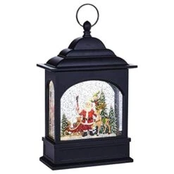 RAZ Imports Santa Selfie Lighted Water Lantern 11 Inch Lighted Christmas Snow Globe With Swirling Glitter