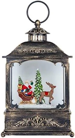 Wondise Christmas Muscal Snow Globe With Timer, USB Plug-in & Battery Operated Spinning Water Glitters Lighted Singing Snow Globe Lantern For Christmas Decorations(Santa) -Department 56 Shop 41QAu43ToHL. AC