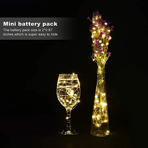 LEDIKON 20 Pack Fairy Lights Battery Operated,Long Lasting 7.2ft 20 LED Silver Wire Warm White Firefly Mason Jar Lights,Mini Led String Lights For Mason Jars Party Crafts Wedding Décor 4 LEDIKON 20 Pack Fairy Lights Battery Operated,Long Lasting 7.2ft 20 LED Silver Wire Warm White Firefly Mason Jar Lights,Mini Led String Lights For Mason Jars Party Crafts Wedding Décor - Image 4
