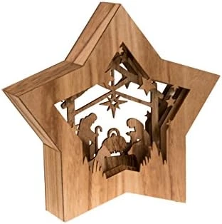 Clever Creations Wooden Star Shaped Nativity Scene Christmas Ornament, Festive LED Holiday Décor For Shelves And Tables, Joy 6 Clever Creations Wooden Star Shaped Nativity Scene Christmas Ornament, Festive LED Holiday Décor For Shelves And Tables, Joy - Image 6