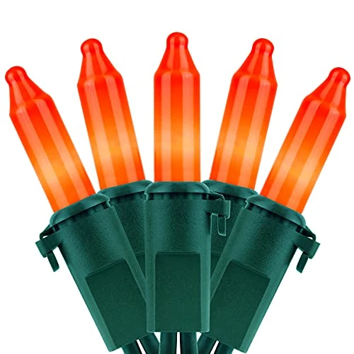 YULETIME Orange String Lights With Green Wire, 66 Feet 200 Count UL Certified Christmas Light, Pack Of 2 Sets 33 Ft 100 Opaque Mini Light Set For Halloween Thanksgiving Holidays (Orange) 1 YULETIME Orange String Lights With Green Wire, 66 Feet 200 Count UL Certified Christmas Light, Pack Of 2 Sets 33 Ft 100 Opaque Mini Light Set For Halloween Thanksgiving Holidays (Orange)