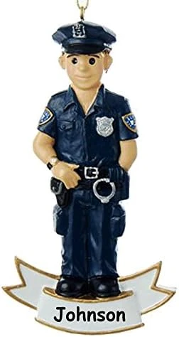 Personalized Police Officer Christmas Ornament Gift - Law Enforcement Sheriff Deputy Officer Blue Uniform With Hat And Badge - Custom Name 2 Personalized Police Officer Christmas Ornament Gift - Law Enforcement Sheriff Deputy Officer Blue Uniform With Hat And Badge - Custom Name - Image 2