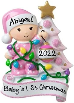 2022 New Baby Decorating Christmas Lights On Tree Personalized Baby`s First Christmas Hanging Tree Ornament New Born Baby Gift-Free Personalized (Blue Snow Baby) -Department 56 Shop 41SKZ84FHQL. AC