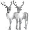 Ornativity Silver Glitter Christmas Reindeer - Holiday Party Deer Figurine Statues Dinner Tabletop Decorations Centerpiece - Pack Of 2 -Department 56 Shop 41Sux9k3NES