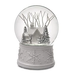 100MM White Christmas Snow Globe From The San Francisco Music Box Company