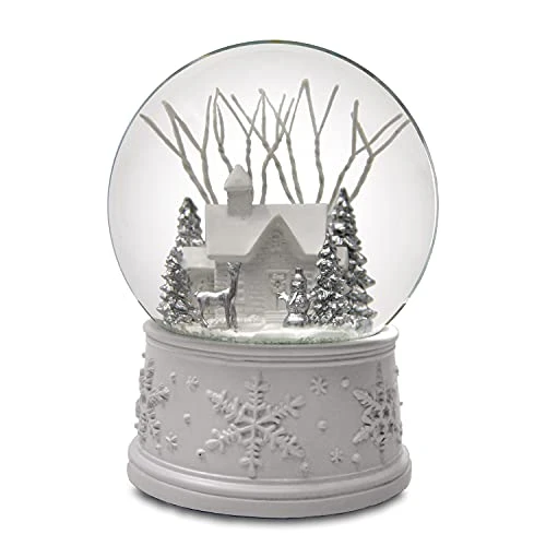100MM White Christmas Snow Globe From The San Francisco Music Box Company 1 100MM White Christmas Snow Globe From The San Francisco Music Box Company
