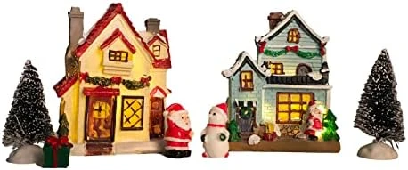 QPURP Christmas Village House,Lighted Christmas Village Houses Set,Resin Christmas House Indoor Decorations,Village Collectable Figurine For Christmas Holiday Decor 7 PCS 5 QPURP Christmas Village House,Lighted Christmas Village Houses Set,Resin Christmas House Indoor Decorations,Village Collectable Figurine For Christmas Holiday Decor 7 PCS - Image 5