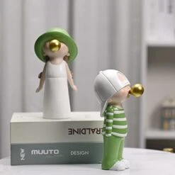 Kakizzy Little Girl Statues For Home Decor, Cute Shelf Decor Accents Modern Indoor Decorations For Office Decor Small Nick Nacks White Resin Sculptures Home Decorations For Living Room, C-Girl Green -Department 56 Shop 41THxQgHF6L