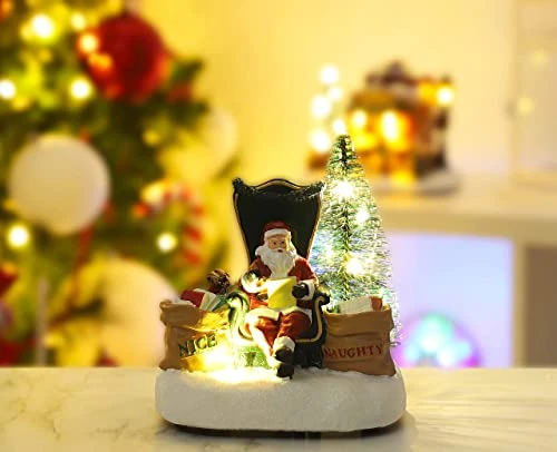 Christmas Concepts® 16cm Santa Reading Naughty And Nice Letters Ornament With Warm White LED Lights – Battery Operated - Christmas Village 1 Christmas Concepts® 16cm Santa Reading Naughty And Nice Letters Ornament With Warm White LED Lights – Battery Operated - Christmas Village
