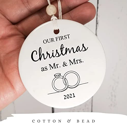 Our First Christmas As Mr & Mrs Ornaments 2021 Newly Married Ornament Couples Gifts Wedding Decoration Personalized Bridal Shower Gift… 4 Our First Christmas As Mr & Mrs Ornaments 2021 Newly Married Ornament Couples Gifts Wedding Decoration Personalized Bridal Shower Gift… - Image 4