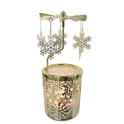 Kingnero Carousel Candle Christmas Snowflake Rotary Candle Holder Spinning Candleholer Metal Small Gifts Tea Light Rotating Candle Holder Candlestick -Department 56 Shop 41TuqIyXIbL
