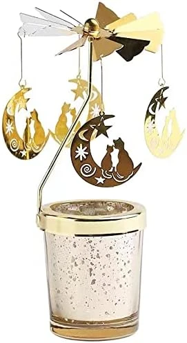 Rotary Candle Holder Christmas Spinning Candle Holders Metal Small Gift Gorgeous Home Decor For Birthday Wedding Party (Horse) 4 Rotary Candle Holder Christmas Spinning Candle Holders Metal Small Gift Gorgeous Home Decor For Birthday Wedding Party (Horse) - Image 4
