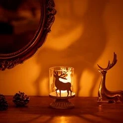 Romadedi Christmas Pillar Candle Holder: Set Of 2 Small Rustic Table Decorations With Distressed Metal Reindeer Design, Candle Holders Centerpieces Ornaments For Shelf Bookcase Farmhouse Home Decor 12 Romadedi Christmas Pillar Candle Holder: Set Of 2 Small Rustic Table Decorations With Distressed Metal Reindeer Design, Candle Holders Centerpieces Ornaments For Shelf Bookcase Farmhouse Home Decor -Department 56 Shop 41UhOtz9omL