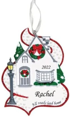 2023 Personalized White Door With Wreath Christmas Tree Ornament-First Home Family House Glitter Door Artisanal Customized Ornament-Free Personalization -Department 56 Shop 41Uq4QGGiL. AC