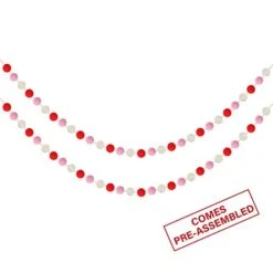 60 Balls Valentine's Day Felt Ball Garlands - Valentines Decorations - Valentines Red Pink White Pom Pom Garlands For Home Tree- Valentine's Day Indoor Outdoor Home Office Hanging Decor - 25mm
