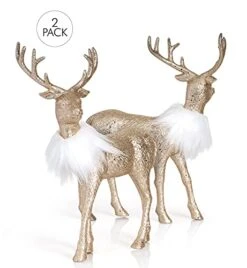 Ornativity Gold Glitter Christmas Reindeer - Holiday Party Deer Figurine Statues Dinner Tabletop Decorations Centerpiece - Pack Of 2 -Department 56 Shop 41VgTOAqGBL