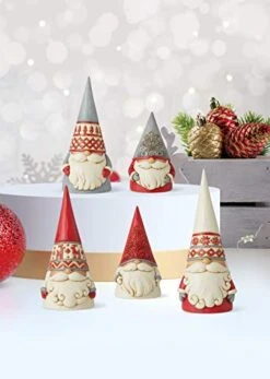 Enesco Jim Shore Heartwood Creek Nordic Noel Floral Hat Gnome Yule Tomte Figurine, 3.86" H, Red, Dirty White, Grey -Department 56 Shop 41Vqyd6Km3L
