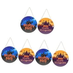 HOMSFOU 6 Pcs Décor House Board Party Pumpkin Happy De Ornaments Signs Printed Indoor Blue Decoration Hanger Decoraciones B Outdoor Porch Hangers Woodsy Supply Ornament Para