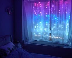 Curtain Lights Purple Pink Teal Blue Ombre Fairy Lights With Remote, LED String Curtain Lights For Girls Kids Mermaid Decoration Lights Bedroom Wall Hanging Nautical Sea Ocean Frozen Theme Decor -Department 56 Shop 41W6LeHHFXL