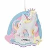 Personalized Unicorn Kids Christmas Ornament (Hearts And Stars)