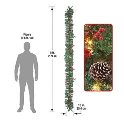 Kurala 9 FT Christmas Garland, Battery Operated With 8 Lighting Modes, Artificial Mixed With Pine Cones, Red Berries, 50 LED Lights 7 Kurala 9 FT Christmas Garland, Battery Operated With 8 Lighting Modes, Artificial Mixed With Pine Cones, Red Berries, 50 LED Lights -Department 56 Shop 41WqYA1l0eL