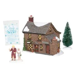 Department 56 Porcelain,Sisal Dickens Christmas Carol Village Scrooge's Boyhood Home House Lit Building And Accessories Boxed Set, 5.91 Inch, Multicolor