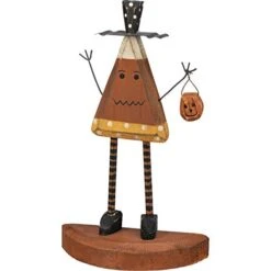 Primitives By Kathy Figurine Stand Up-Candy Corn Man, 4.5x8 Inches, Black, Orange, White