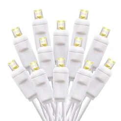 17 Ft 50 LED Warm White UL Listed Christmas Lights Outdoor Indoor, IP65 Commercial Grade Waterproof Holiday Lights Non-Flicking Spacing 4in White Wire