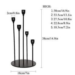 VINCIGANT Black Candle Holders For Taper Candles,Metal 5 Arms Candelabra Table Centerpieces, Christmas Halloween Fireplace Decoration Candlesticks -Department 56 Shop 41XkLAHqFIL