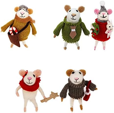 B & D Combined Inc. Handmade Wool Mice Family Sets Christmas Tree Needle Felting Ornaments For Home Holiday Christmas Hanging Decorations…… 6 B & D Combined Inc. Handmade Wool Mice Family Sets Christmas Tree Needle Felting Ornaments For Home Holiday Christmas Hanging Decorations…… - Image 6