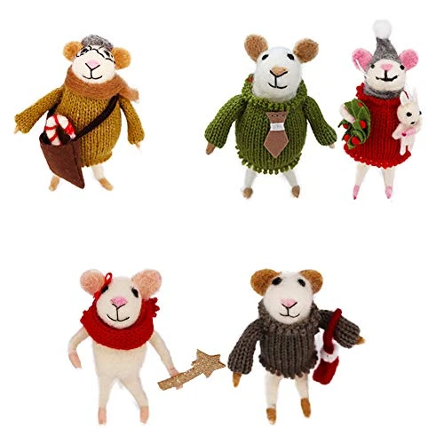 B & D Combined Inc. Handmade Wool Mice Family Sets Christmas Tree Needle Felting Ornaments For Home Holiday Christmas Hanging Decorations…… 1 B & D Combined Inc. Handmade Wool Mice Family Sets Christmas Tree Needle Felting Ornaments For Home Holiday Christmas Hanging Decorations……