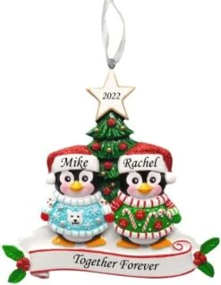 2023 Personalized Ornament Penguin Couple In Glitter Heart Christmas Tree Ornament Artisanal Customized Decoration Wedding Ornament-Free Personalization -Department 56 Shop 41YwomBz1sL. AC 1