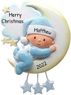 Personalized Babys First Christmas Ornament 2022 - My First Christmas Ornament - Stars And Clouds Christmas Ornament 1st Christmas Baby Ornament Baby Keepsake - Free Customization -Department 56 Shop 41ZAjiXoRsL. AC
