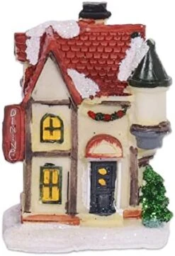 Ochine Christmas Village Light Up House Resin Christmas Scene Village Houses Town Winter Snow Village With LED Light Battery Operate Christmas Ornament Xmas Gift Holiday Tabletop Decorations -Department 56 Shop 41amwU4rMOL. AC